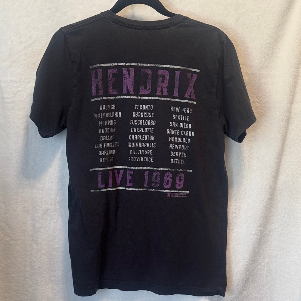 Vintage Inspired Jimi Hendrix 1969 Live Tour Graphic T-Shirt - Smoke Grey Size M - Picture 5 of 5